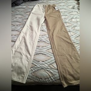 Pacsun ultra high rise flare Tan/White size 24.